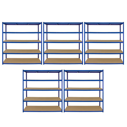 Monster Racking T-Rax 5 x Extra Wide Storage Shelves, Blue, 160cm W, 60cm D