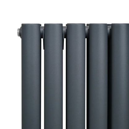 Oval Column Radiator & Valves - 1600mm x 360mm – Anthracite Grey