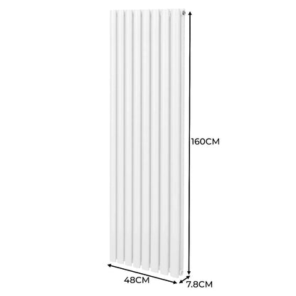 Oval Column Radiator & Valves - 1600mm x 480mm – White