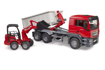 MAN TGS Truck with Roll-Off-Container + Schäffer Compact loa
