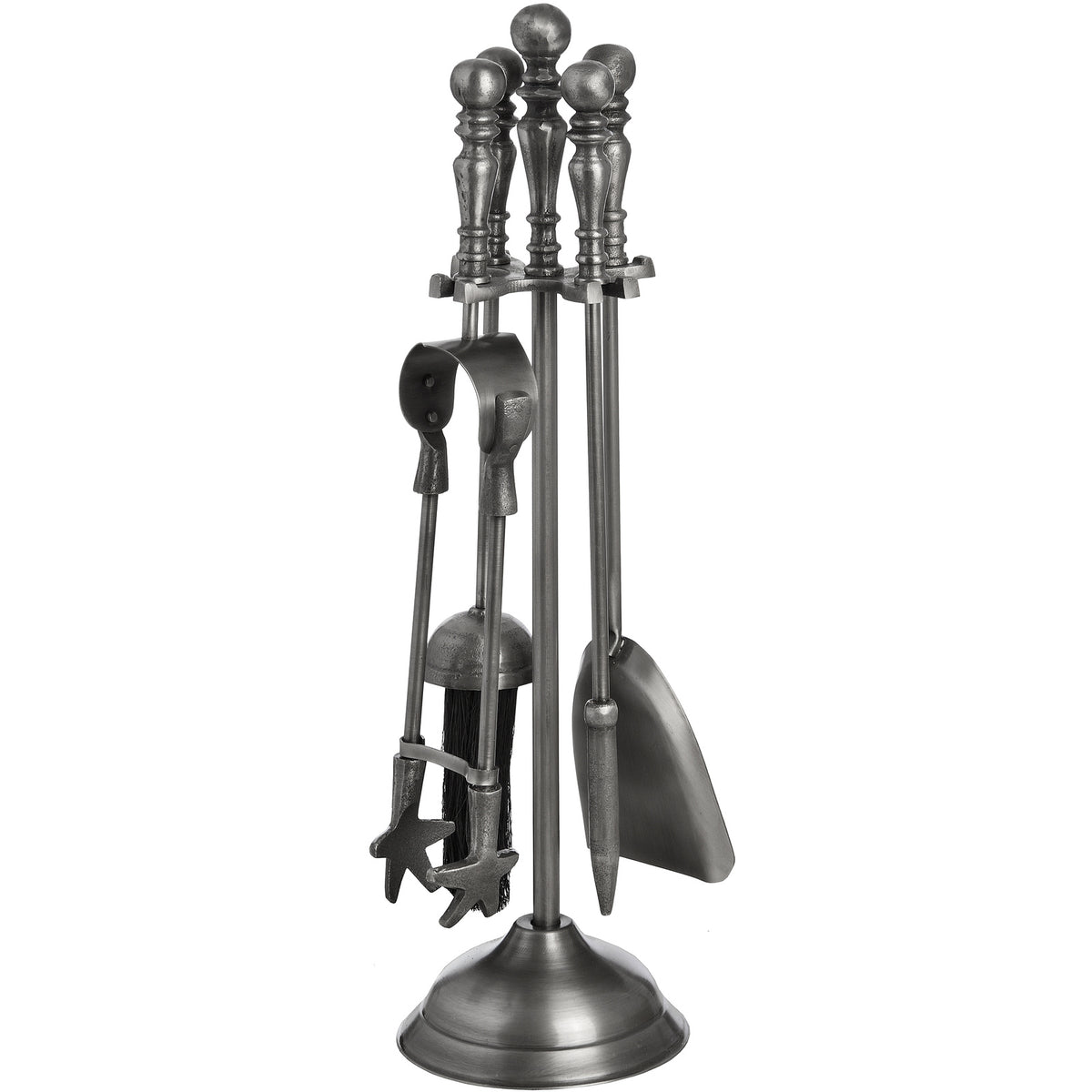 Traditional Companion Set In Antique Pewter - SILVER