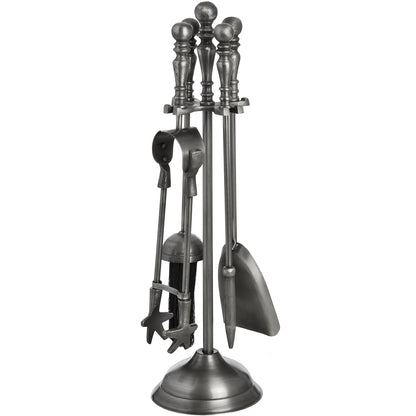 Traditional Companion Set In Antique Pewter - SILVER