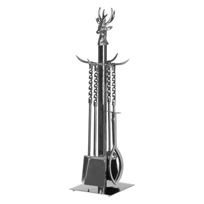 Hand Turned Stag Companion Set In Polished Nickel - SILVER
