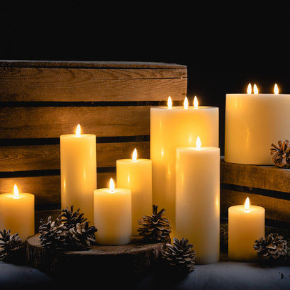 Luxe Collection Natural Glow 3 x 4 LED Cream Wax Candle - IVORY