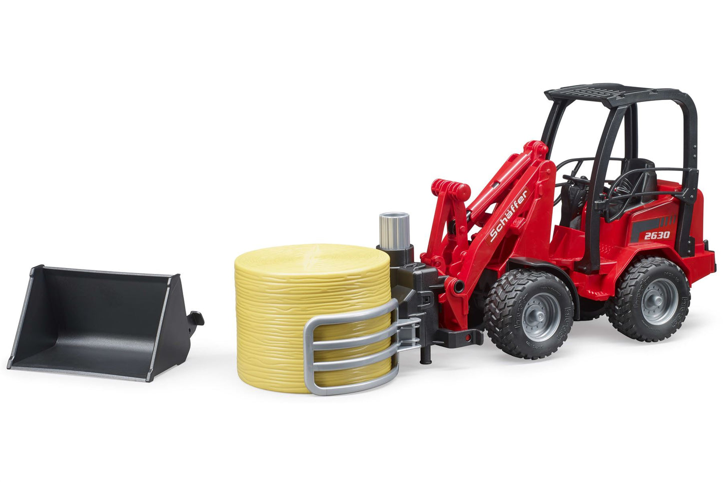 Schäffer Compact loader 2630 with bale gripper+1 round bale