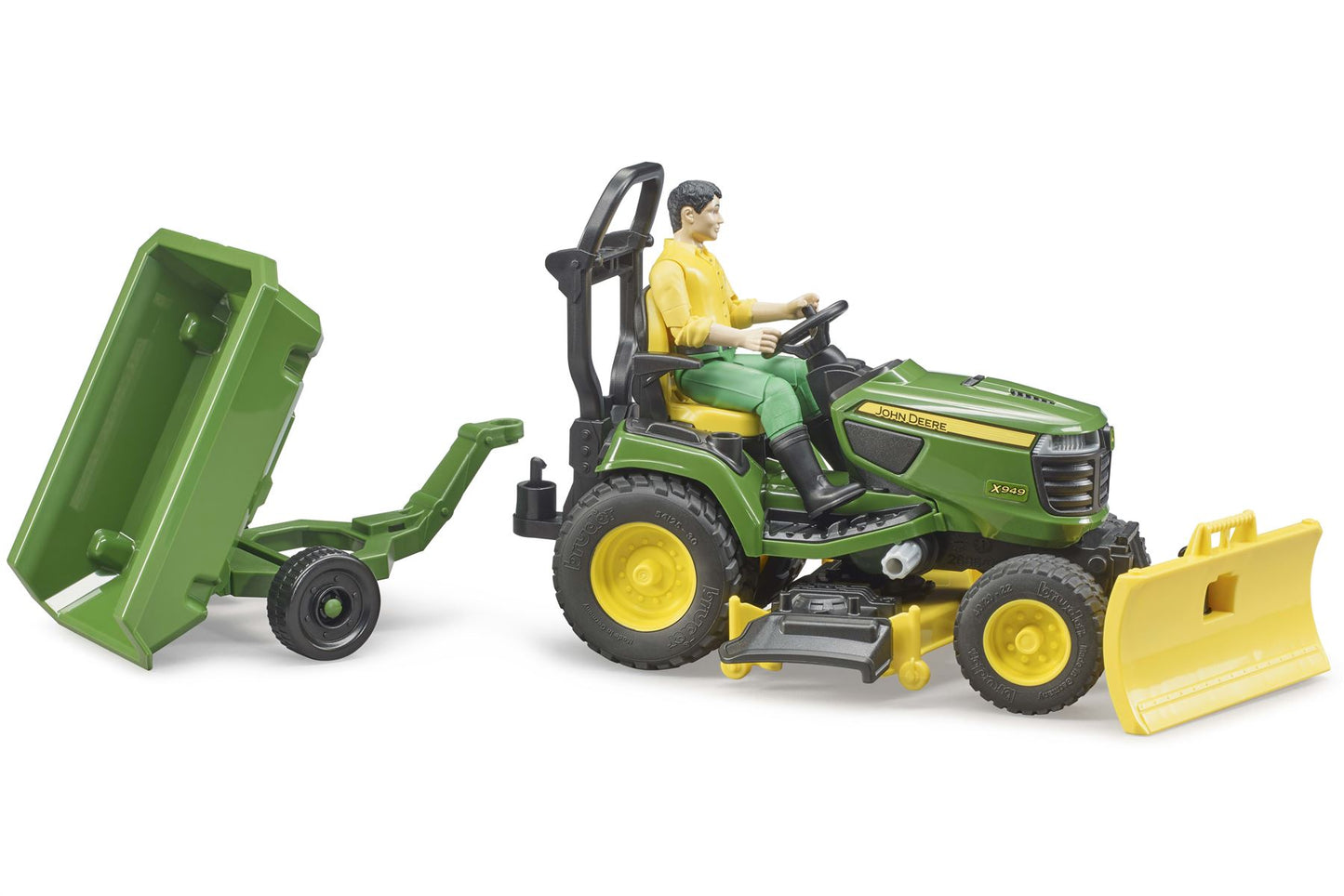 bworld John Deere Lawn tractor with trailer and gardener