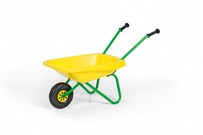 Plastic & Metal Wheel Barrow Yellow & Green -