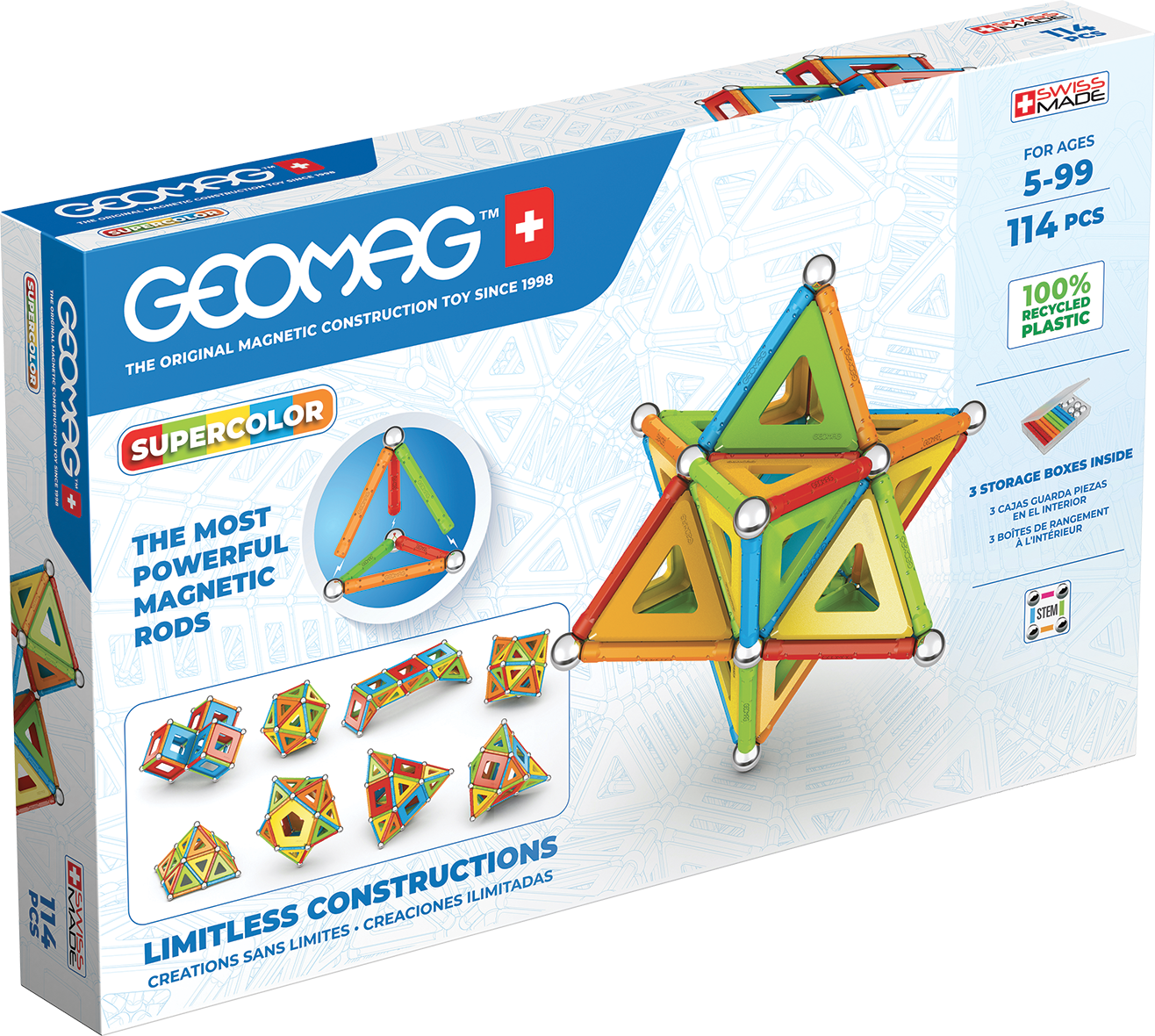 Geomag Magnetic Supercolor Panel - 114 Pieces