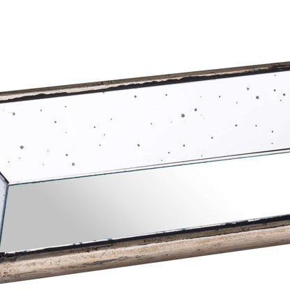 Astor Distressed Mirrored Display Tray With Wooden Detailing - BROWN