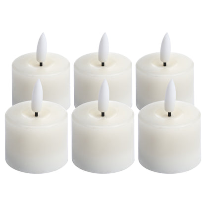 Luxe Collection Set Of 6 Natural Glow Led Tealight Candles - WHITE