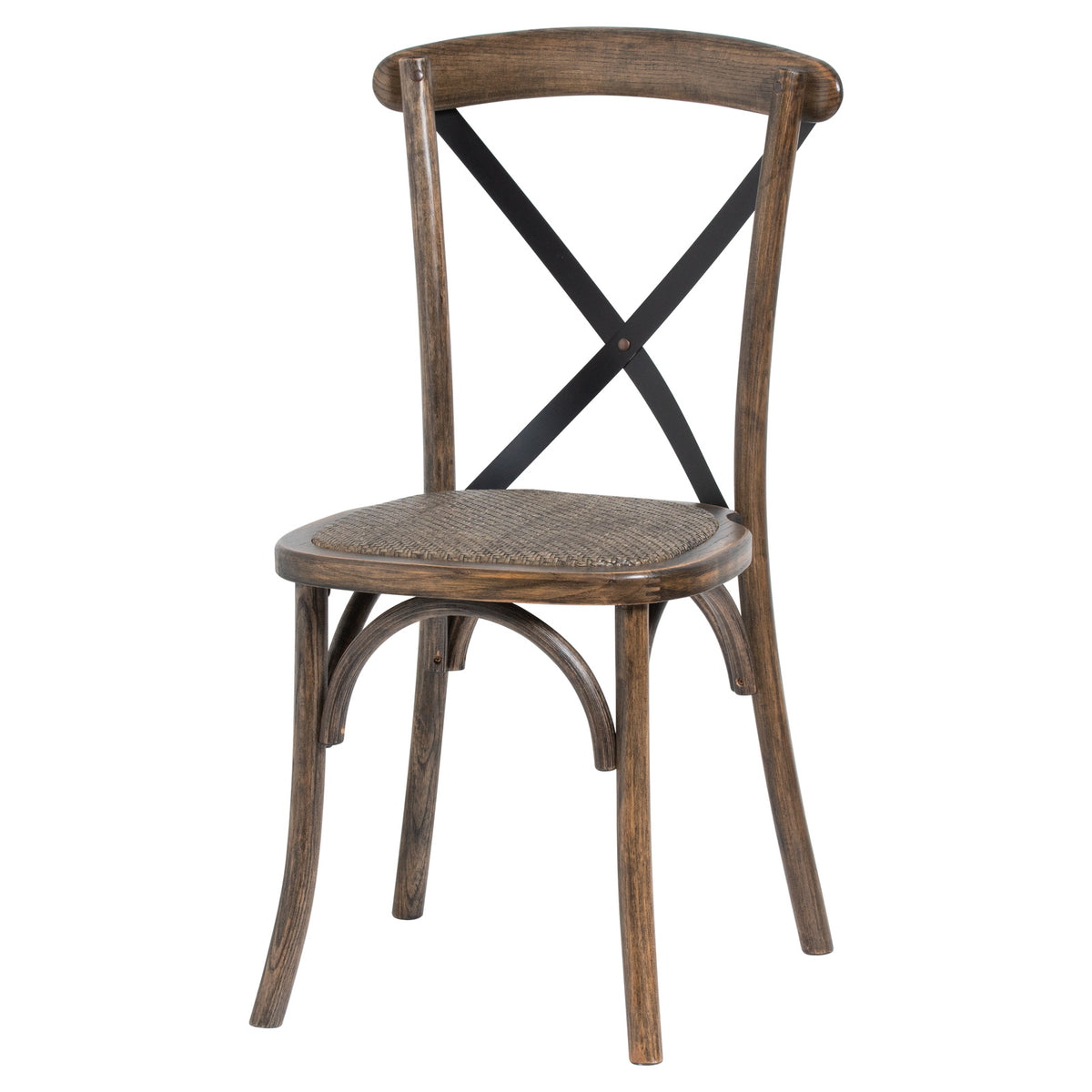 Cross Back Dining Chair - BROWN