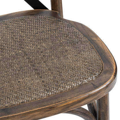 Cross Back Dining Chair - BROWN