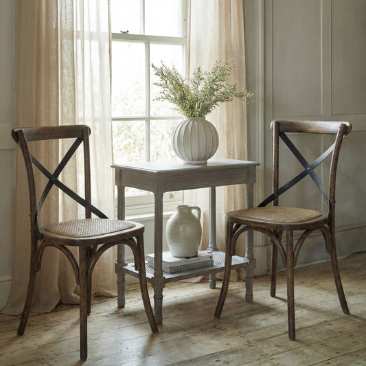 Cross Back Dining Chair - BROWN