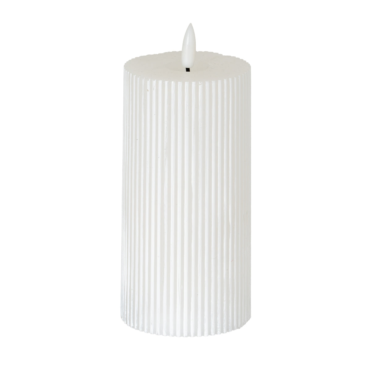 Luxe Collection Natural Glow 3x6 Textured Ribbed LED Candle - WHITE