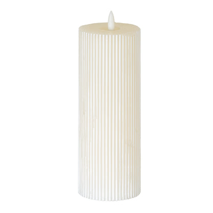 Luxe Collection Natural Glow 3.5x9 Texture Ribbed LED Candle - WHITE