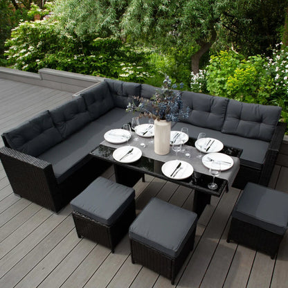 Rattan Corner Set - Black
