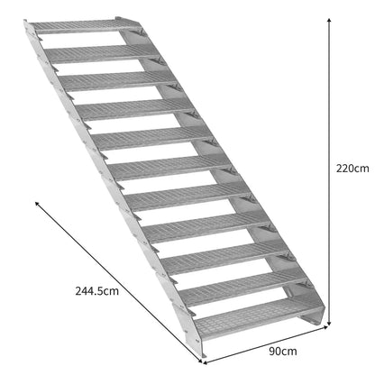 Adjustable 11 Section Galvanised Staircase - 900mm Wide
