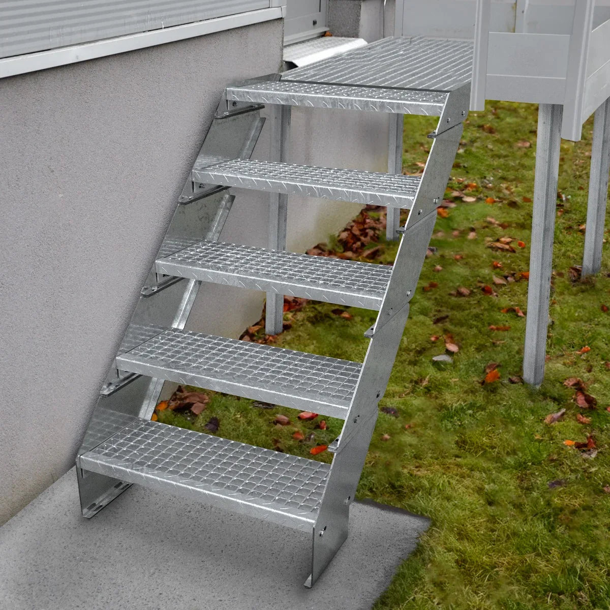 Adjustable 11 Section Galvanised Staircase - 900mm Wide