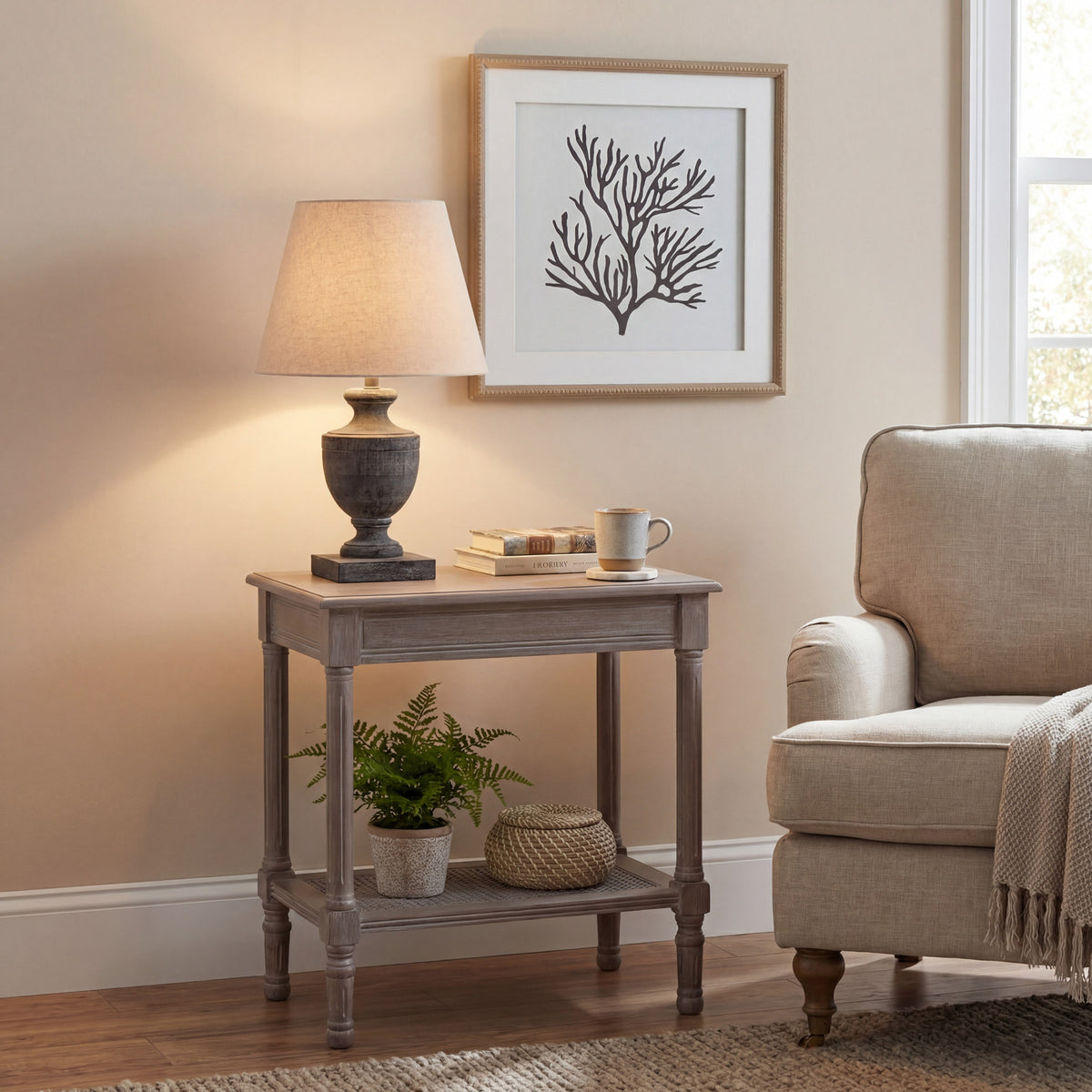 Incia Urn Wooden Table Lamp - BROWN