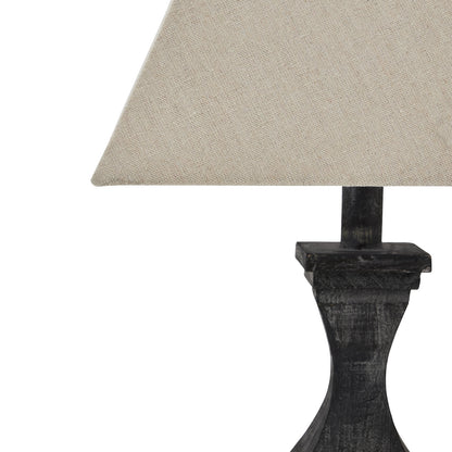 Incia Fluted Wooden Table Lamp - BROWN