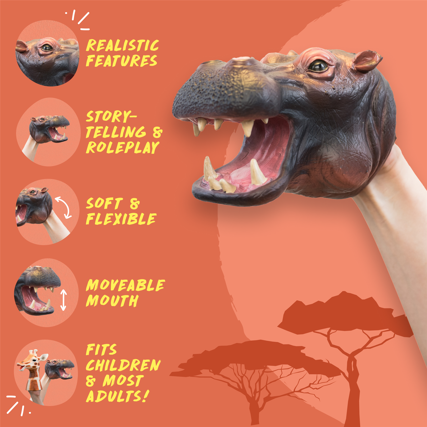 Wild Thingz Hand Puppet - Hippo
