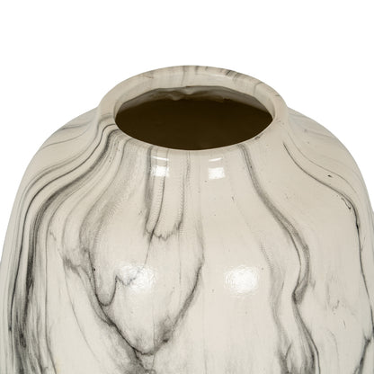 Marble Effect Olpe Vase - WHITE