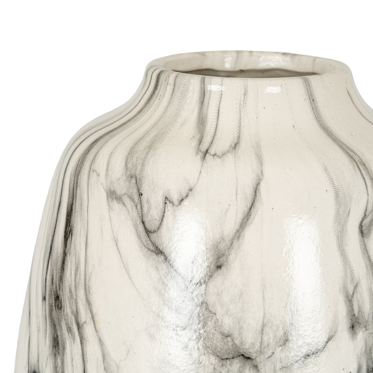 Marble Effect Olpe Vase - WHITE