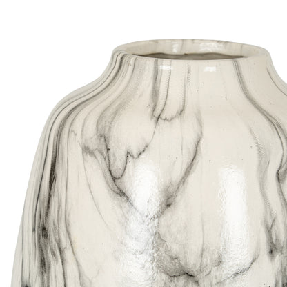 Marble Effect Olpe Vase - WHITE