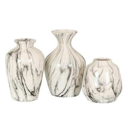 Marble Effect Olpe Vase - WHITE