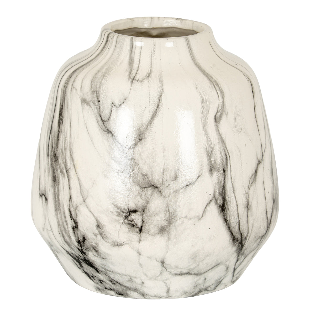 Marble Effect Olpe Vase - WHITE