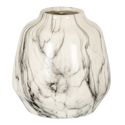 Marble Effect Olpe Vase - WHITE