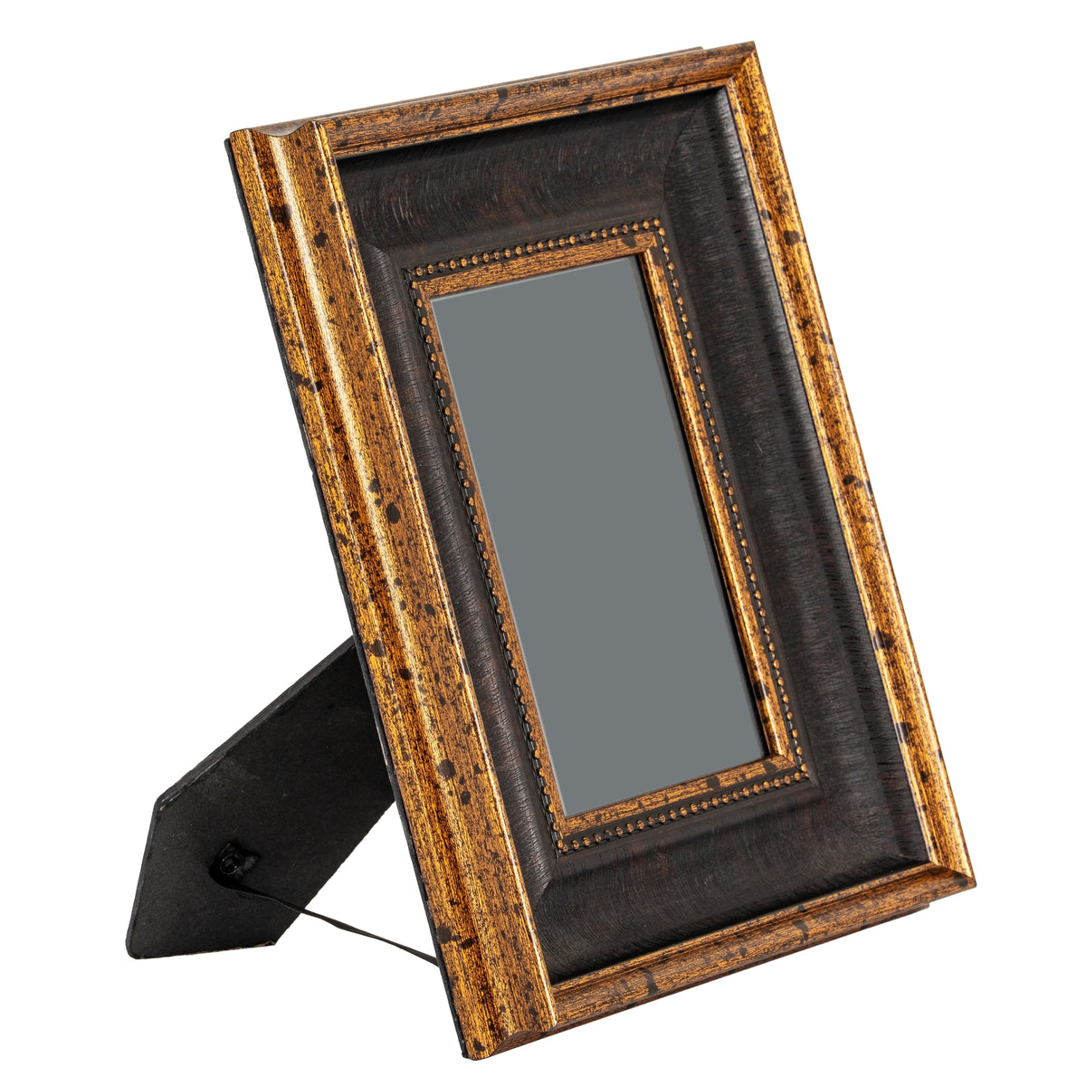 Black And Antique Gold Beaded 5X7 Photo Frame