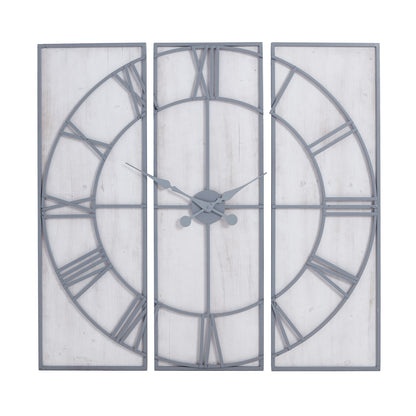 Roza Panelled Wall Clock - SILVER