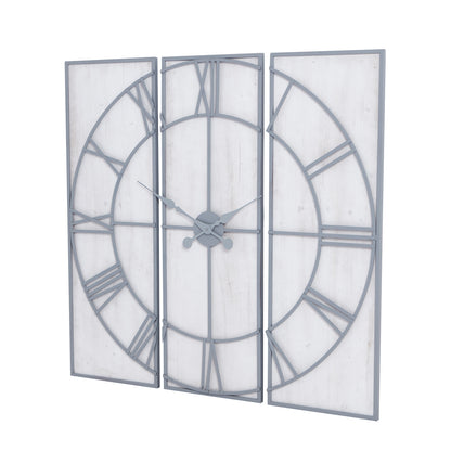 Roza Panelled Wall Clock - SILVER