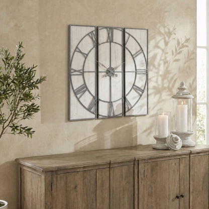 Roza Panelled Wall Clock - SILVER