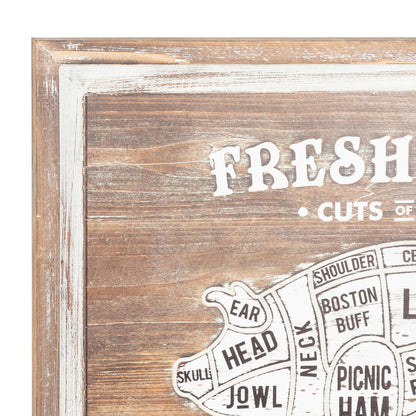 Butchers Cuts Pork Wall Plaque - WHITE