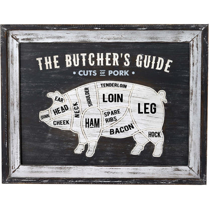 Butchers Cuts Pork Wall Plaque - WHITE
