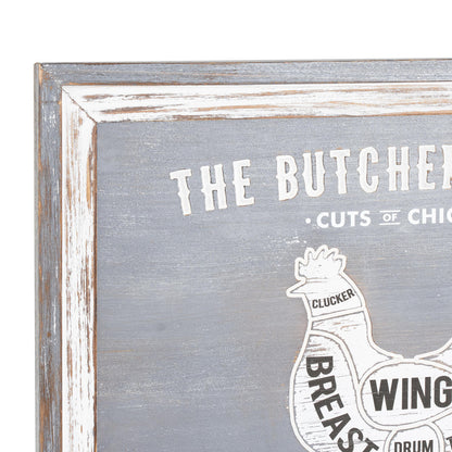 Butchers Cuts Chicken Wall Plaque - WHITE