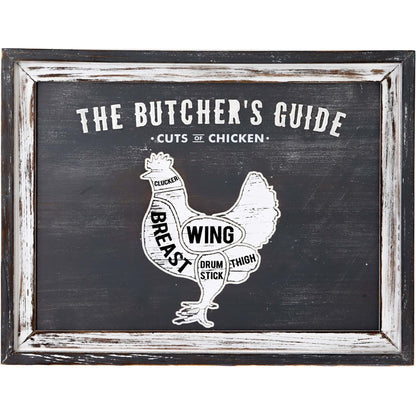 Butchers Cuts Chicken Wall Plaque - WHITE