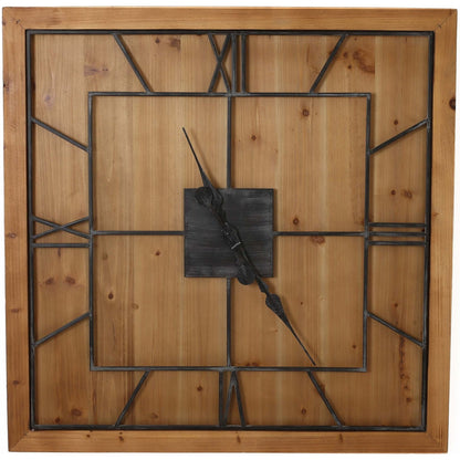 Williston Square Wooden Wall Clock - BROWN