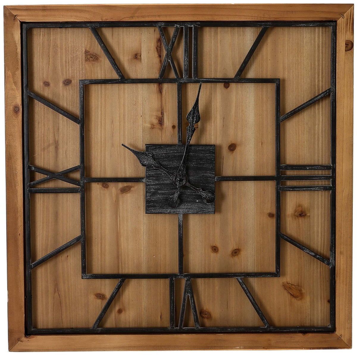 Williston Square Large Wooden Wall Clock - BROWN
