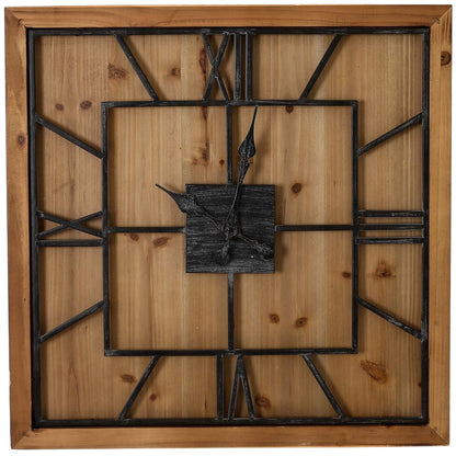 Williston Square Large Wooden Wall Clock - BROWN