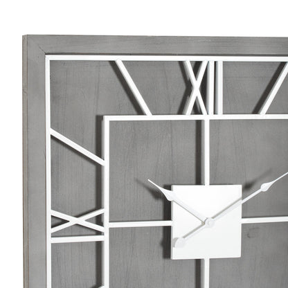 Williston Grey Square Wall Clock - SILVER