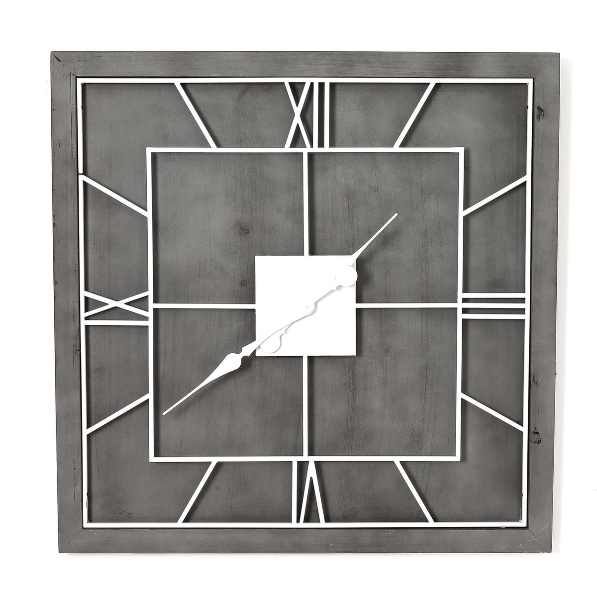 Williston Grey Square Wall Clock - SILVER