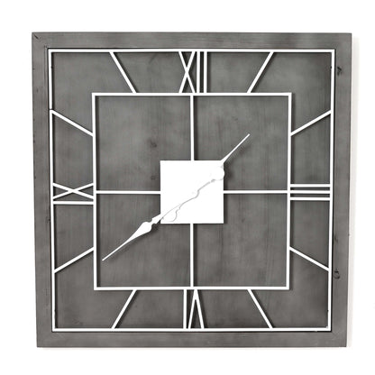 Williston Grey Square Wall Clock - SILVER