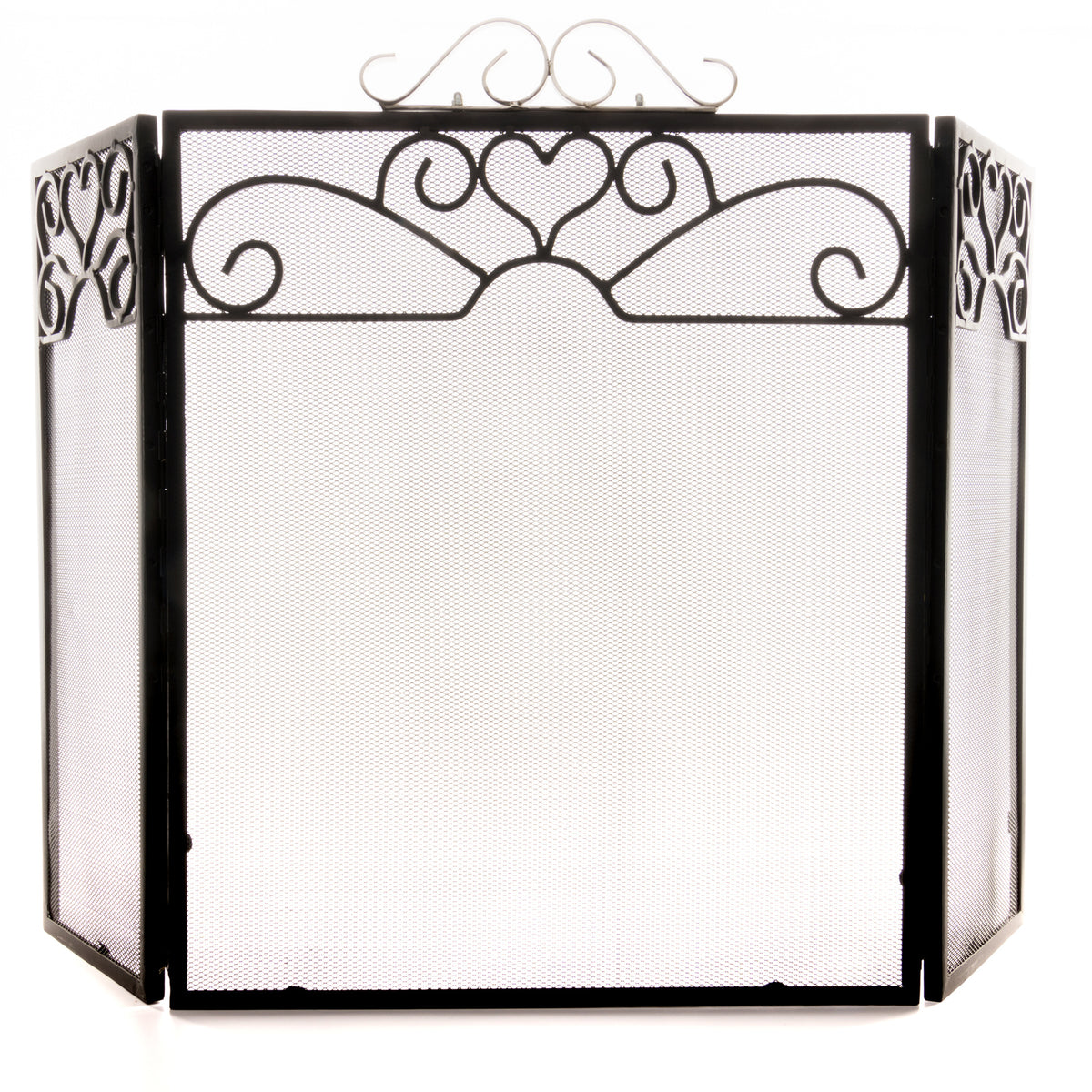 Chrome Topped Three Fold Fire Screen - SILVER