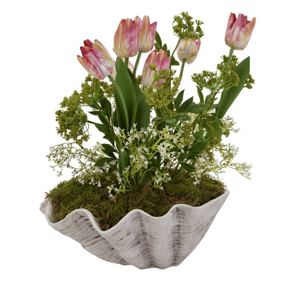 Large Ceramic Adele Shell Bowl - WHITE