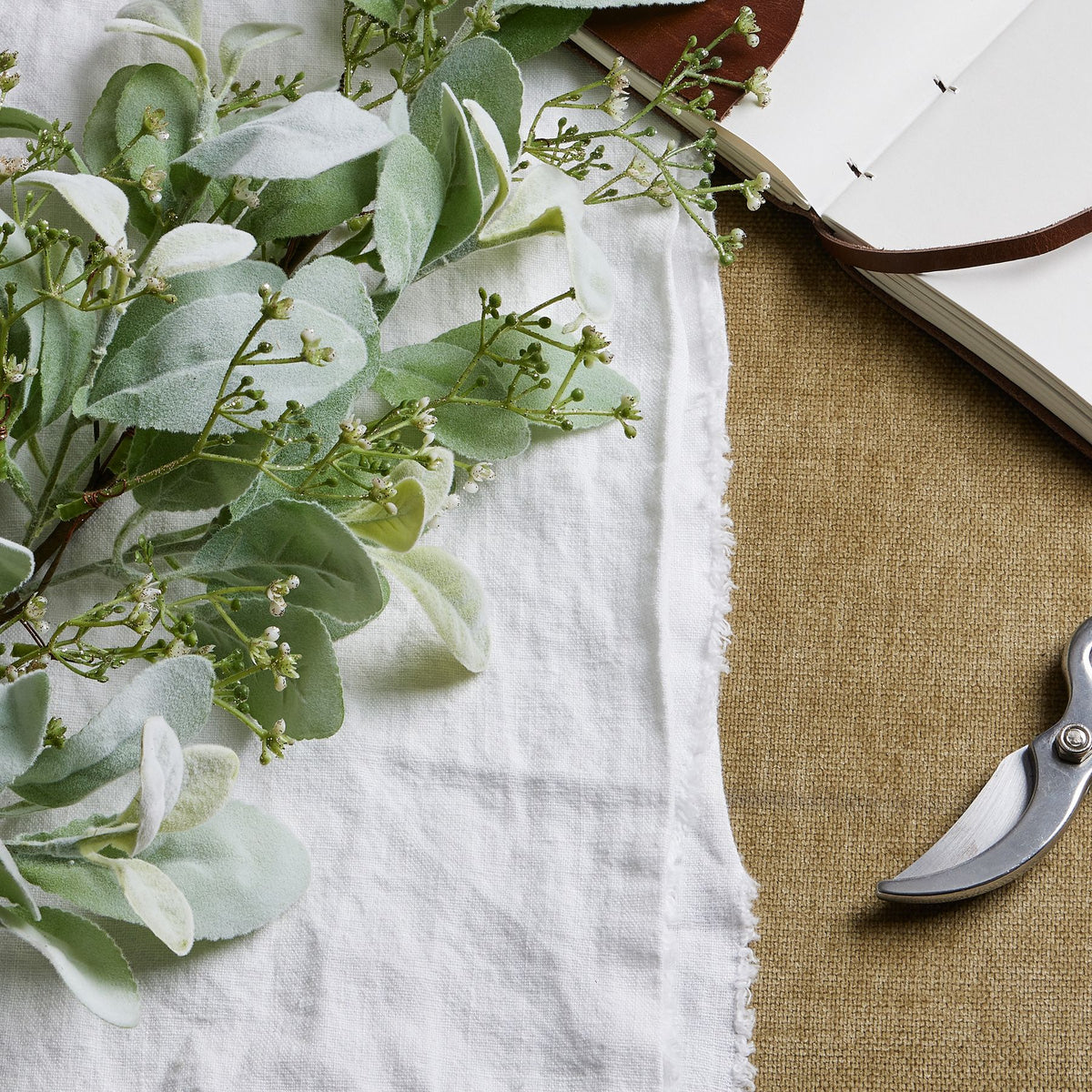 Large Winter Sprig With Lambs Ear And Wax Flower - GREEN