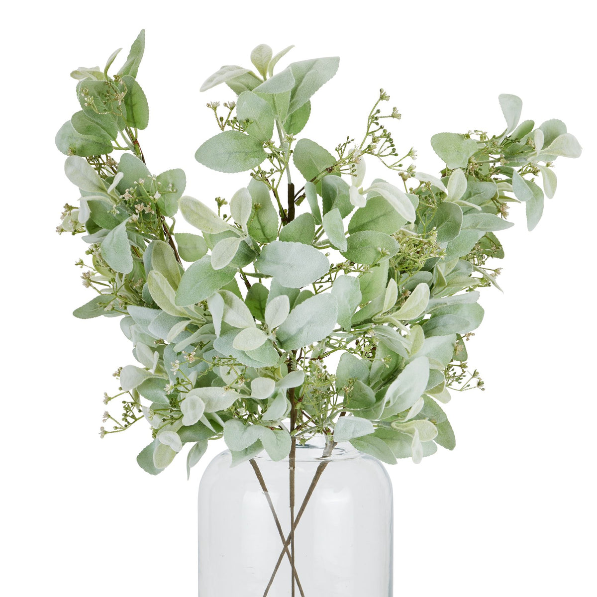 Large Winter Sprig With Lambs Ear And Wax Flower - GREEN