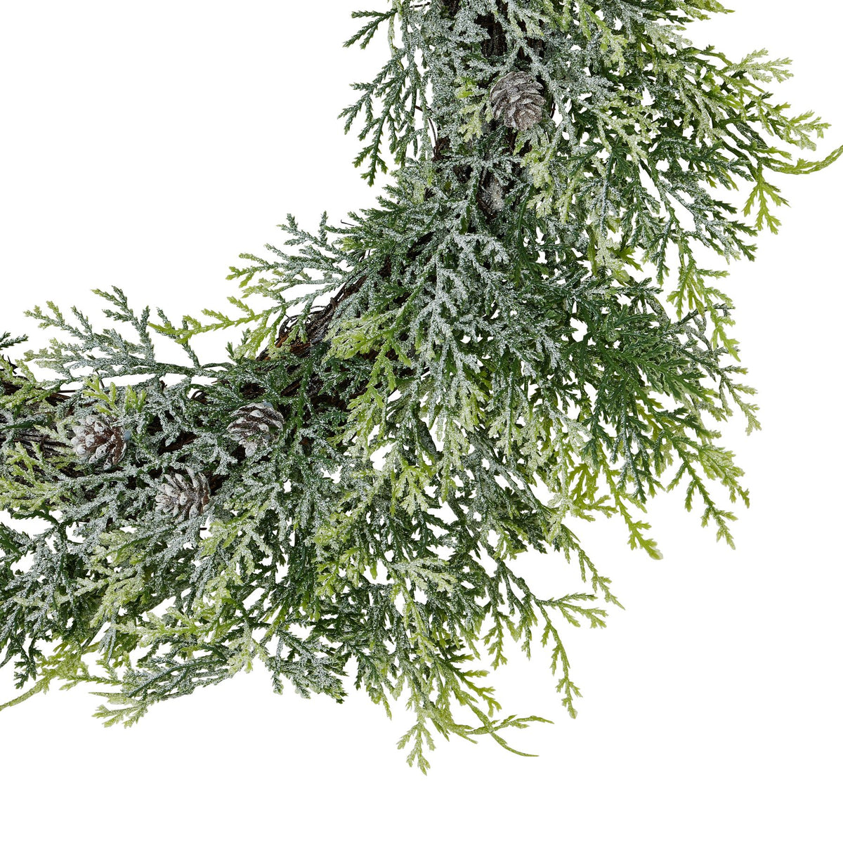 Frosted Pine Wreath With Pinecones - WHITE